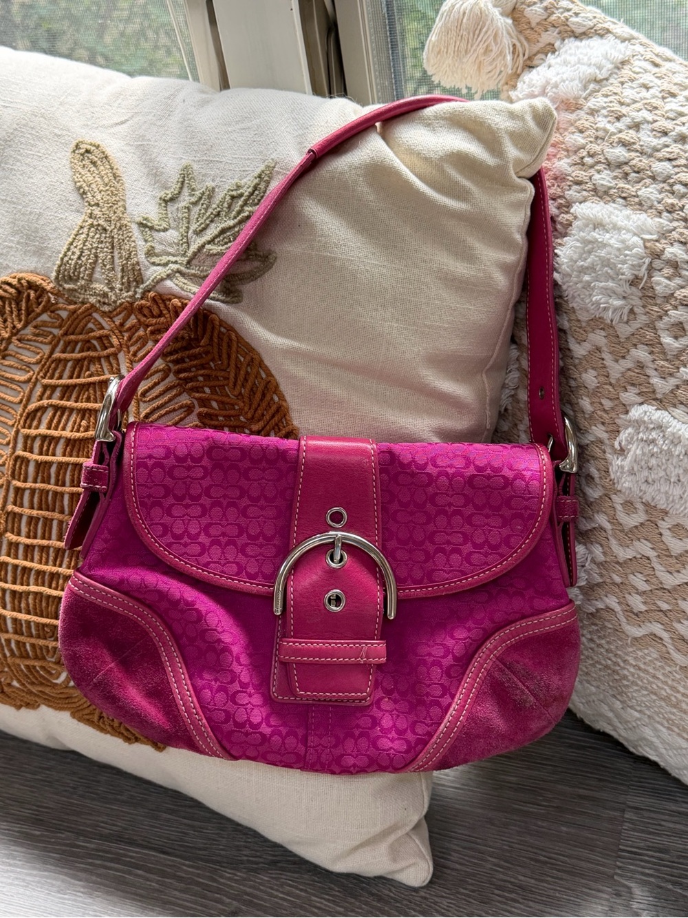 🩷Vintage Coach SoHo Pink Signature Shoulder Bag 6818🩷